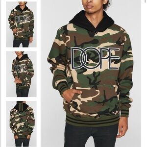 DOPE Camo Green Black Hoodie Hooded Sweater